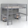 Full Size Gray Loft Bed with Built-in Desk, Cabinets, Drawers, Charging Station, and Bedside Tray for Kids or Teens - 4 of 4