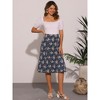 INSPIRE CHIC Women's Print Floral Peasant Elastic Waist A-Line Midi Skirts - 2 of 4