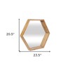 HomeRoots 21" Brown Hexagon Wood Framed Accent Mirror - 3 of 4