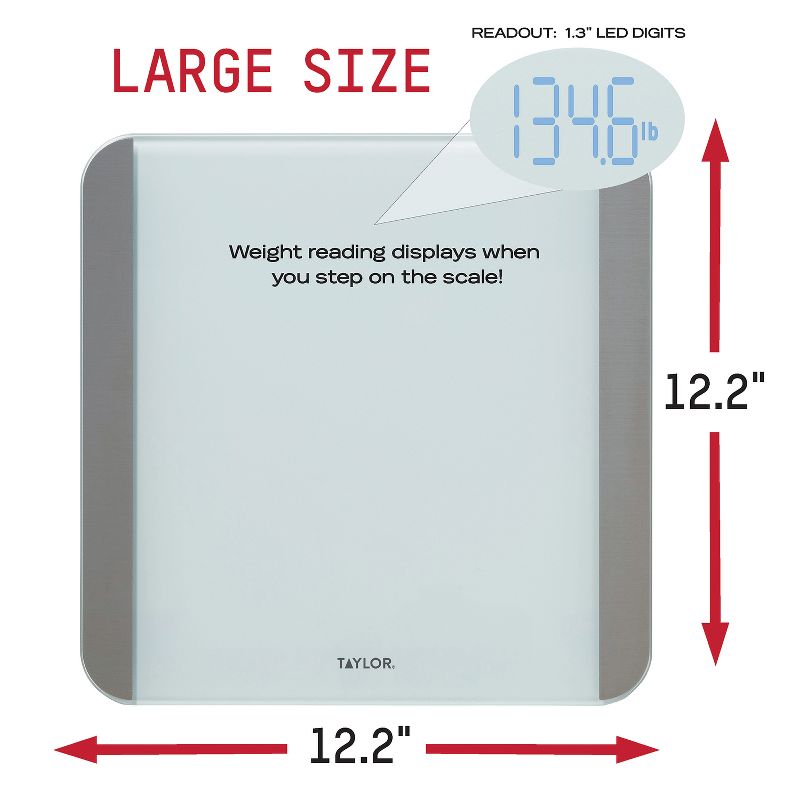 Taylor® Precision Products Digital Motion Sensor Bathroom Scale, White, 440-Lb. Capacity, 5 of 6