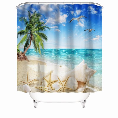 Seagulls On The Sea Shower Curtains for Bathroom Waterproof Fabric Bath Curtain Durable Soft Stylish Bathroom Decor 72x72 Inch