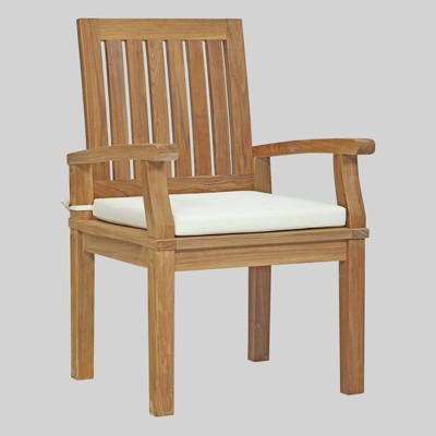 Marina Teak Outdoor Patio Dining Chair - White - Modway