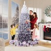 Gradient Snow Flocked Pencil Christmas Tree, Slim Artificial Holiday Decor with Sturdy Metal Stand, Flame-Retardant PVC, for Home, Party - 2 of 4