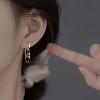 925 Sterling Silver Chain Drop Earrings Hoop for Women Teens CZ Hoop Chain Earrings Dangle - 2 of 4