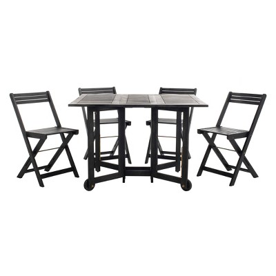 Aldric 5pc Outdoor Dining Set - Black - Safavieh