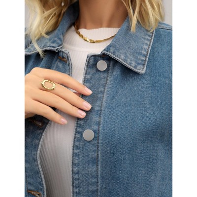 INSPIRE CHIC Women's Oversized Collared Button Down Sleeveless Long Denim Jacket Grey Blue Large — фото 4
