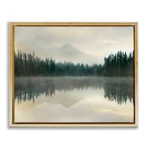 Stupell Industries Foggy Lake Forest Landscape Reflection Floating Frame Canvas Art - 1 of 4