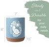 Elanze Designs 8 inch Floral Rabbit Leaf Dot Pattern Large Ceramic Kitchen Utensil Holder Sky Blue and White Crock with Cork Base - 2 of 4