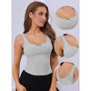 Allegra K Women's Slim-Fit Lace Trim Ribbed Square Neck Camisoles - 3 of 4