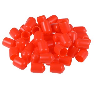 Unique Bargains Rubber Vinyl Round Tube Bolt Thread Protectors End Caps Cover Red 50 Pcs - 1 of 4