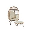 2-Piece Oversized Outdoor Rattan Wicker Egg Chair with Ottoman - 3 of 4