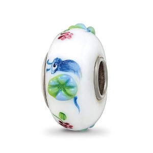 Black Bow Jewelry Fenton Hand Painted Snails & Grapes Glass & Sterling Silver Bead Charm - 1 of 4