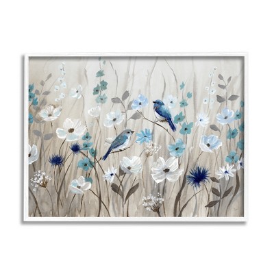 Stupell Birds in Meadow Blue Blossoms Framed Giclee