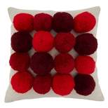 Saro Lifestyle Big Pom Pom Poly-Filled Throw Pillow, Red, 18" x 18"
