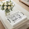 HomeRoots 16" White And Black Wake Up and make up Serving Tray With Handles And LED Lights - 2 of 4
