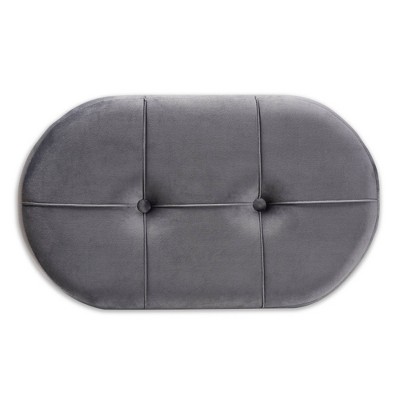 Simone Mid-Century Tufted Grey Velvet Ottoman