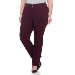 Rekucci Plus Size Comfort Knit Straight Leg Pants for Curvy Women with Tummy Control - 1 of 4