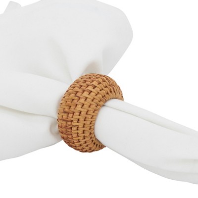 Natural Woven Rattan Napkin Rings Set of 4