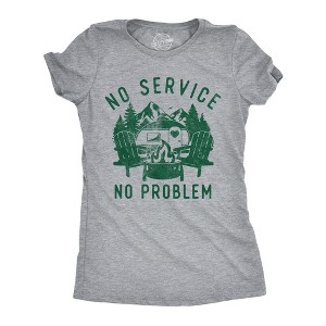 Womens Funny T Shirts No Service No Problem Sarcastic Camping Graphic Novelty Tee For Ladies - Crazy Dog Women's T Shirt - 1 of 4