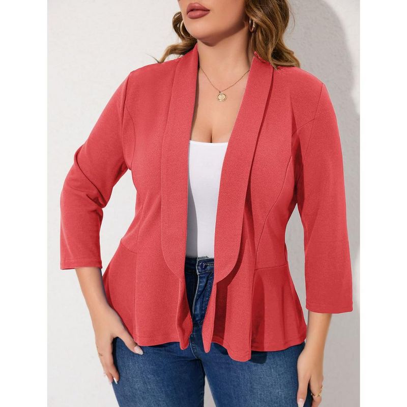 Whizmax Women Plus Size Casual Blazer Open Front Long Sleeve Work Office Cardigan Jackets, 5 of 7