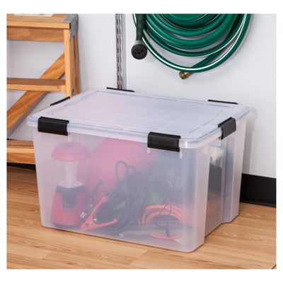 Clear 74 Quart Stackable Storage Box with WeatherPro Seal