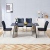CAVINAS Dining Table Set Black Marble-Patterned Slabs Tabletop with Stainless Steel Butterfly Legs with 4 PU Chairs for Kitchen - 3 of 4