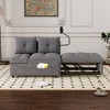 SKRAN versatile foldable sofa bed , modern sofa velvet pull-out bed, loveseat sofa adjustable back and with USB port and swivel phone stand,Grey - 4 of 4