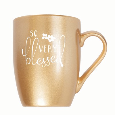 Elanze Designs So Very Blessed 10 ounce New Bone China Coffee Tea Cup Mug, Vegas Gold