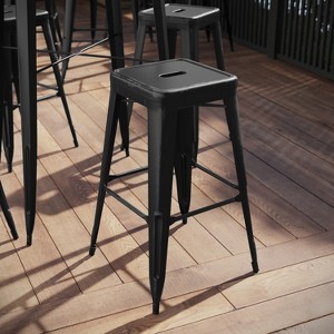 Flash Furniture Commercial Grade 30" High Backless Distressed Metal Indoor-Outdoor Barstool - 1 of 4