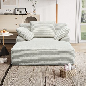 Racxily 51" Chaise Lounge Chair Indoor, Oversized Fluffy Plush Corduroy Sleeper Couch, Deep Seat Reading Chair for Living Room - 1 of 4