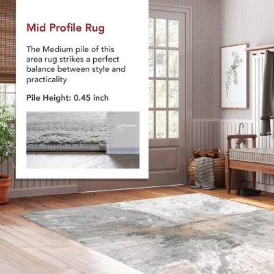 Eco-Sleek Silver Abstract 5' x 8' Synthetic Area Rug