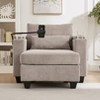 KTMBDW Convertible Sofa, Corduroy Chaise Lounge Sofa with 2 Cup Holders and Phone Holder, Armrests with Built-in Storage  for Bedroom - 4 of 4
