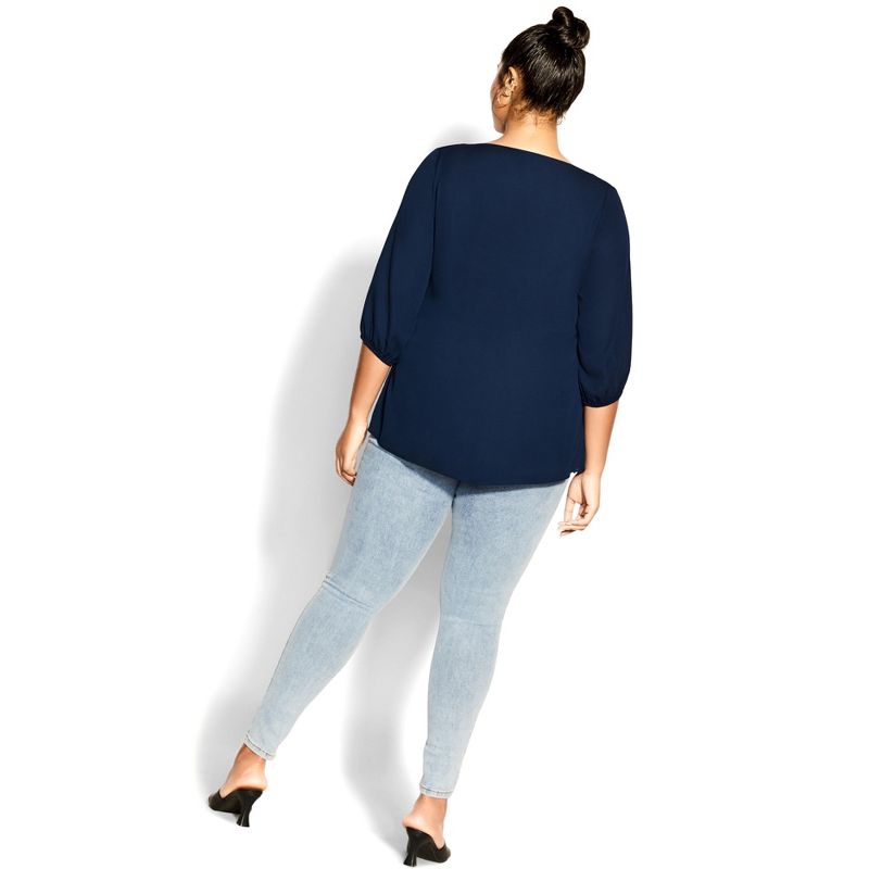 Women's Plus Size Sexy Fling Elbow Sleeve Top - navy | CITY CHIC, 4 of 7