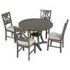 CAVINAS Round Dining Table Set for 4 Fabric Chairs with Special-shaped Table Legs, Storage Shelf for Kitchen - 3 of 4