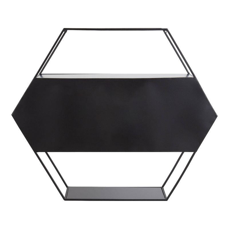 28&#34; x 24&#34; Lintz Hexagon Decorative Wall Mirror Shelf Black - Kate &#38; Laurel All Things Decor, 5 of 9