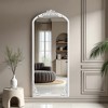 Wooakway Arch Solid Wood Accent Mirror Ornate Wall Mirror Vintage Full Length Mirror Walnut/White/Black/Charcoal/Weathered White - 2 of 4