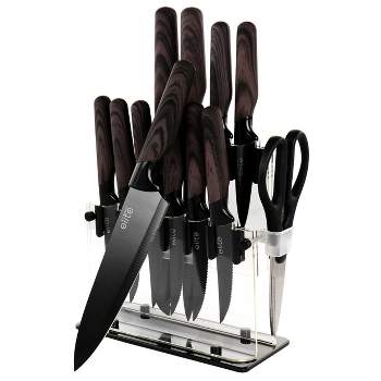 Berlinger Haus 7 Piece Kitchen Knife Set W/ Wooden Block, Elegant Design  With Kitchen Shears, Sharp Cutting Stainless Steel, Chef Quality, Black  Rose : Target