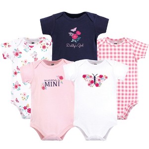 Hudson Baby Infant Girl Cotton Bodysuits, Bright Butterfly Floral - 1 of 4