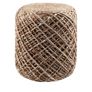 Livabliss Durban 18"H x 16"W x 16"D Natural Fiber Taupe Pouf - 1 of 4