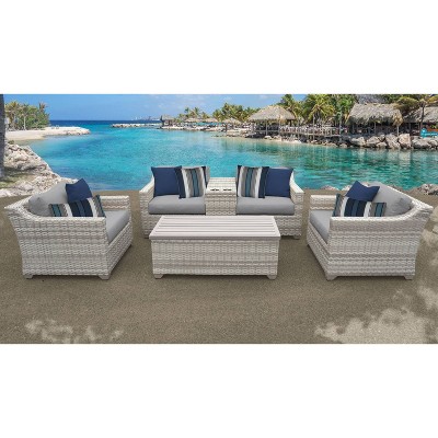 Fairmont 6pc Patio Seating Set with Cushions - Gray - TK Classics