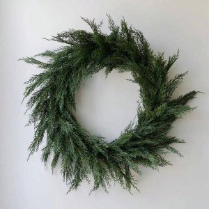 Holiday Cedar Wreath, Premium Artificial Indoor and Outdoor Large 30 Inch Green Wreath, Look Decorations - 1 of 4