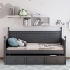 PAGED Twin Size Daybed Modern Sofa Bed Wooden Bed Frame with 3 Drawers and Backrest for Living Room - 2 of 4