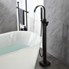 Cobbe Single Handle Freestanding Floor Standing Bathtub Filler Faucet Bathtub Filler with Swivel Spout and Handheld Shower Matte Black - 3 of 4