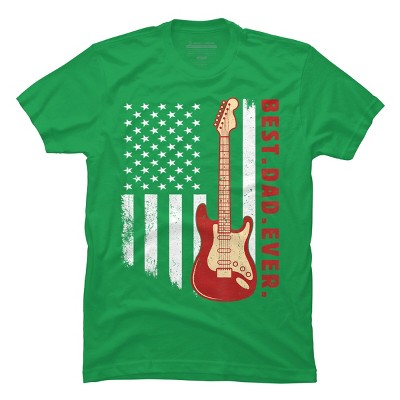 Men's Design By Humans Best Dad Ever Guitar and Flag By MINHMINH T-Shirt