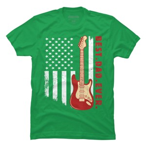 Men's Design By Humans Best Dad Ever Guitar and Flag By MINHMINH T-Shirt - 1 of 2