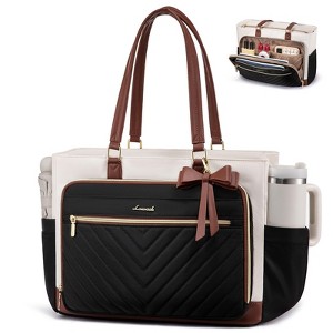Teacher Tote Bag for Women, Work Bags Laptop Bag with Large Cup Holder, Quilted Nurse Bag - 1 of 4