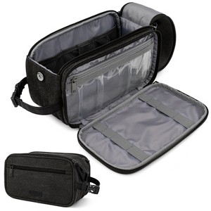 PAVILIA Toiletry Bag for Men Women, Canvas Travel Dopp Kit, Water Resistant Hygiene Toiletries Organizer, Shaving Accessories Bag - 1 of 4