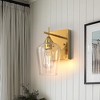 DORESshop 7.09 in. 1-Light Cone Gold Wall Sconce with Clear Glass Shade for Bathroom - 2 of 4