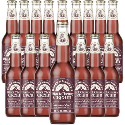 Henry Weinhard's Black Cherry Cream 16 Pack | 12oz Glass Bottles | Classic American Flavor | Premium Craft Soda