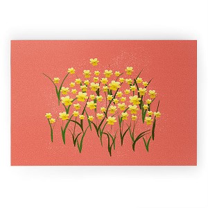 Joy Laforme Pansies in Gold and Coral Welcome Mat - Society6 - 1 of 2